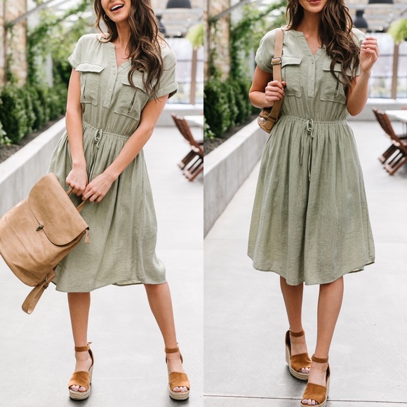 Summer Camp Sage Shirt Dress - Picture 3 of 8